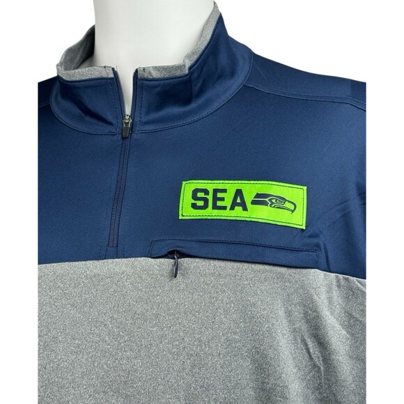Seattle Seahawks Mens 2XL Pullover Shirt Gray NFL Team Apparel 1/4 Zip XXL New - Picture 2 of 7